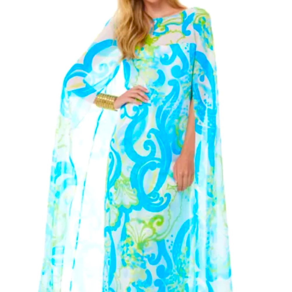 NWT🩵LILLY PULITZER 4 KINGSTON MAXI CAFTAN CRYSTAL COAST GRAIL FIND!!!🩵 - Picture 2 of 13